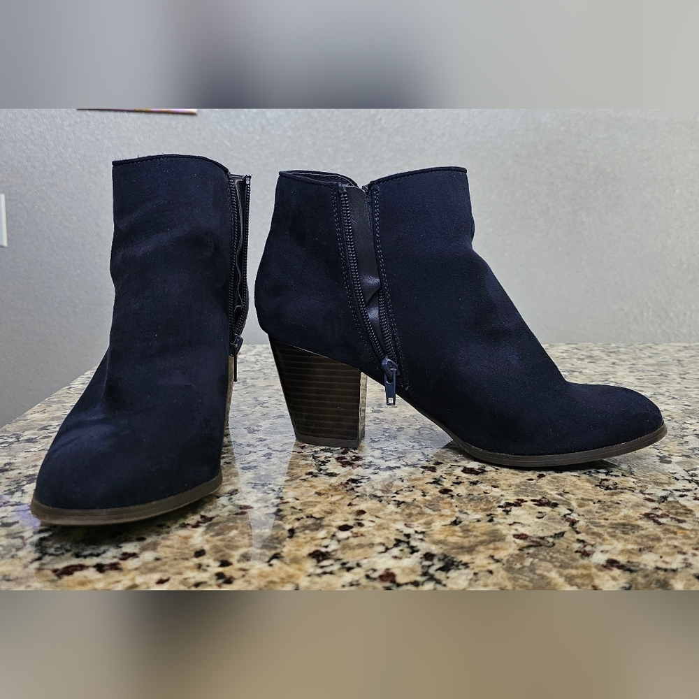 Style & Co Navy Zip Booties